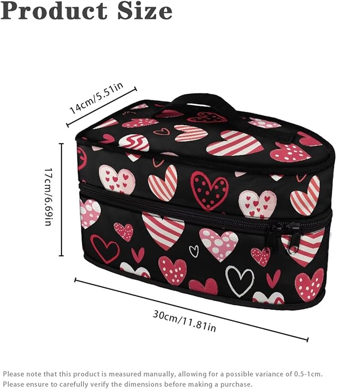 Romantic Love Heart Iron Organizer Bag with Handle,Valentine's Handheld Steamer Iron Storage Bag Carrying Case for Portable Steamer Travel Steamer Storage Box