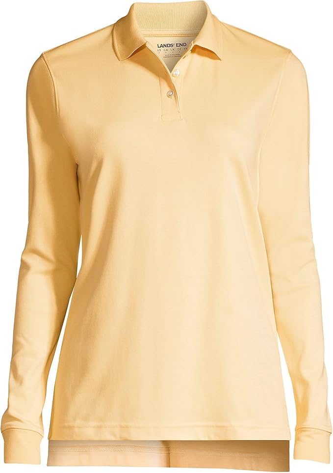 Lands' End School Uniform Kids Long Sleeve Interlock Polo Shirt