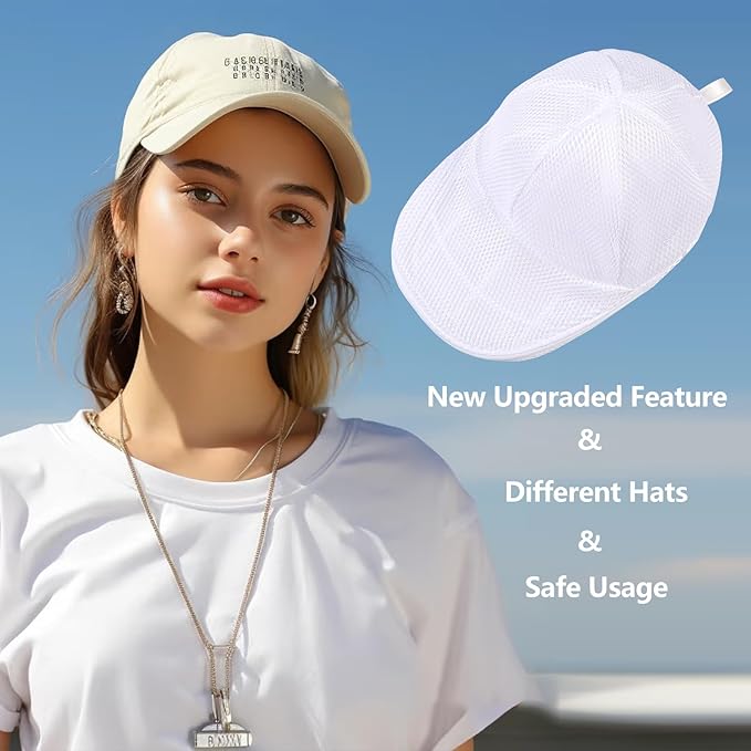 Hat Washer Cage for Baseball Caps, Durable Cap Form Holder for Washing Machine & Dishwasher | Hat Cleaning Kit, White - 1 Pack
