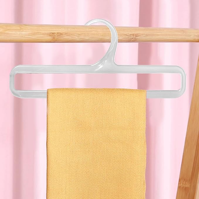 Pants Hangers Scarf Hanger 50Pcs 6.7X3.2In Flexible Leggings Hanger Rectangular Pants Hangers Windproof Pp Clothes Hangers for Home Dorm Hotel, White