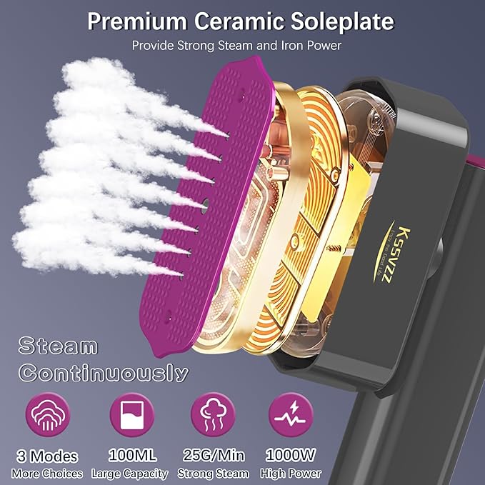Portable Travel Steamer Iron for Clothes with LCD Touch Screen - 4 Mode Handheld Mini Clothing Steam Iron, Small Garment Steamer Ironing Machine, Hand Held Fabric Steamer for Home, Travel (120V ONLY)