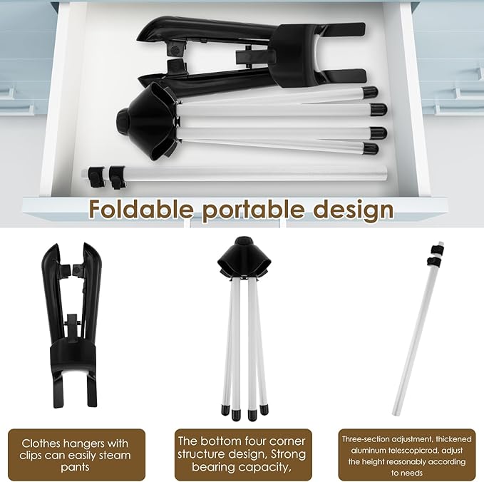 Steamer Stand for Clothes, Steamer Rack for Clothes, Steam Iron Stand, Height Adjustable Garment Steamer Rack, Handheld Garment Hanger for Steaming Clothes, Steamer Hanger Stand for Pants Jeans Skirt