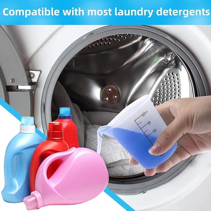 4 Pack Reusable Silicone Measuring Cups,100ml Laundry Detergent Dispenser,Liquid Measuring Cups for Laundry Room,Bathroom,Dormitory,DIY,Art & Craft