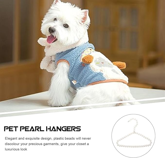 3pcs Elegant Pearl Dog Clothes Hangers Pet Grooming Hangers for Dresses Jackets and Skirts Decorative Pet Accessories for Chihuahua and Animals