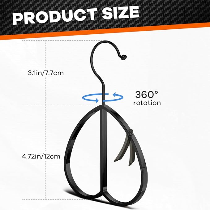 Multipurpose Closet Hangers- Tie and Belt Hanger for Closet- Ideal for Storing Belts, Ties, Scarfs, Baseball Hats, Purses & More- Great Space Saving Belt Organizer for Wardrobe - Black