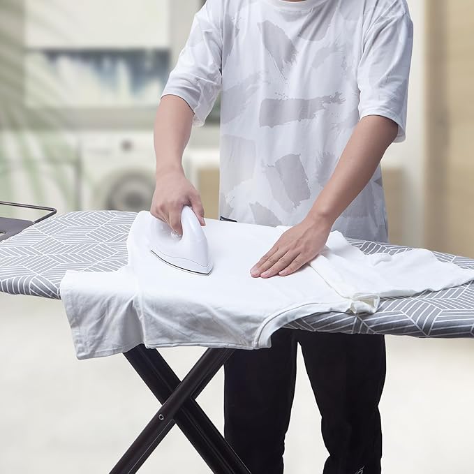 Seiritex Wide Ironing Board Cover with Padding 18 x 49 inch Heat Reflective with Hook and Loop Fasteners, Thick Padding with Elasticized Edges, 3 Layers Iron Board Cover (Gray Cube)