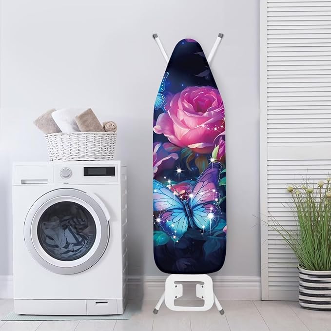 Flashideas Butterfly Rose Ironing Board Cover and Pad 15 x 54 Heavy Duty Iron Board Covers Standard Size Padding Decorative Covers for Most Iron Boards Ironing Pad Cover