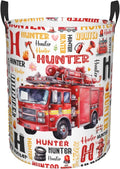Personalized Fire Truck Laundry Basket For Baby Kids Boys Girls Adult Custom Hamper Basket With Name For Bathroom Bedrooms Collapsible Baby Laundry Basket, Dirty Clothes Hamper With Handles