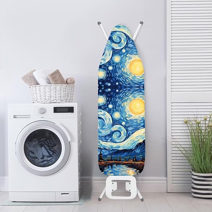 Flashideas Starry Night Ironing Board Cover and Pad- 52" x 13" Iron Board Cover with Padding Fits Standard Size, Iron Board Cover Accessories