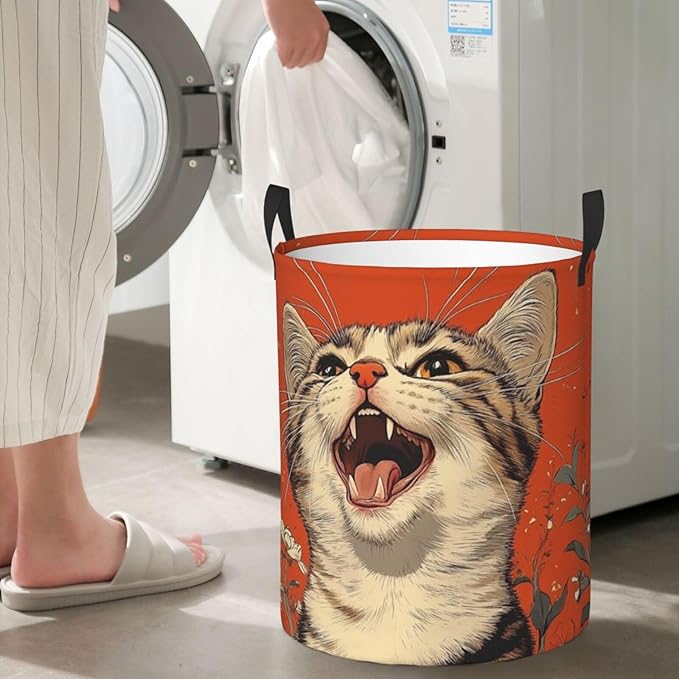 Cute Cat Print Laundry Basket For Storage Bins Gift Baskets Bedroom Clothes Hamper