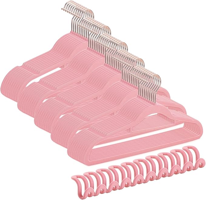 50+10 Pack Non-Slip Velvet Hangers Suit Clothes Hanger Space Saving Hangers 15~20LBS Heavy Duty Hangers 16.5inch
