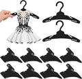 Soulchen 100 Pcs Doll Clothes Hangers for 18 Inch Dolls, Plastic Clothes Hangers with Non-Slip Clips, Space-Saving Wardrobe Accessories for Gown Dress Outfit (Black)