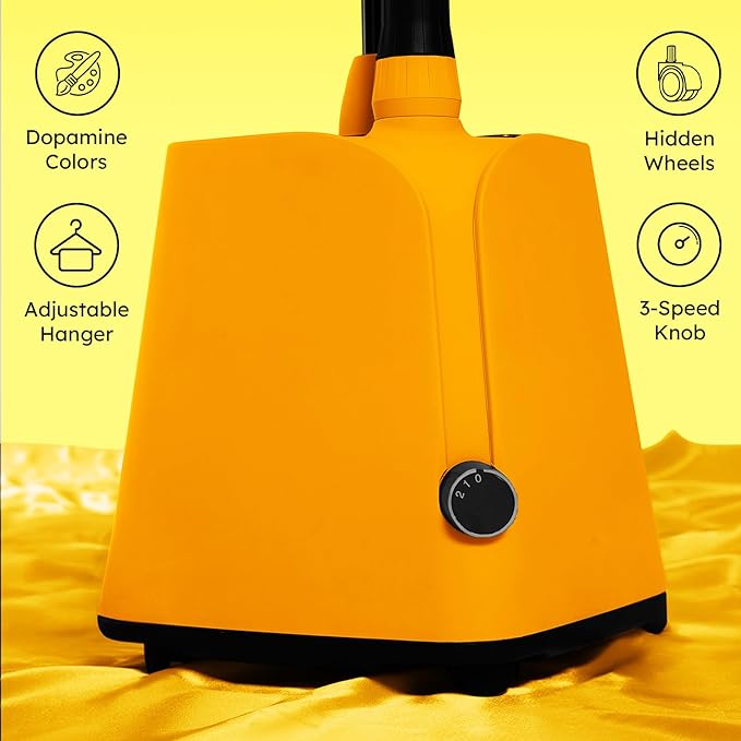 Colorful Standing Garment Steamer for Clothes, 2000W Professional Hanging Clothing Steamer with Stand, Commercial Cloth Fabric Steamers with 1.8L Water Tank for 45min Steaming, Lemon
