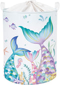 Fantasy Princess Laundry Hamper Colorful Large Storage Basket Collapsible Parents Organizer Kids Toy Clothes Bins for Bedroom, Bathroom, Mermaid, 63L