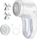 Rechargeable Fabric Shaver, Lint Remover for Clothes & Furniture, 3-Leaf Blades, Safety Lock, Pilling Remover Depiller for Fuzz, Lint, Pills, Bobbles (White)