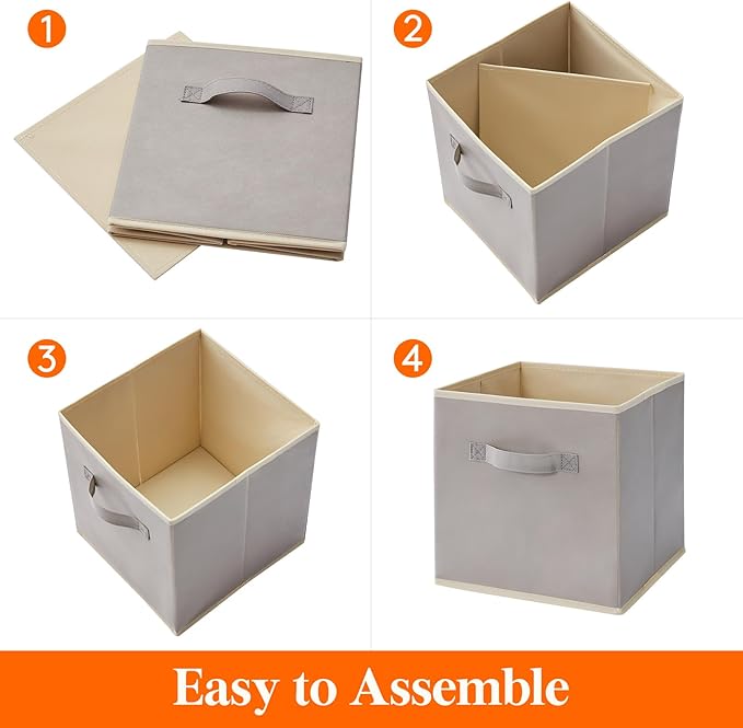 Lifewit Storage Cubes, Foldable Decorative Fabric Storage Baskets for Organizing Home Organizers with Handles for Shelves, Closet, 11 Inch Bins, 18L Light Gray, 16 Packs