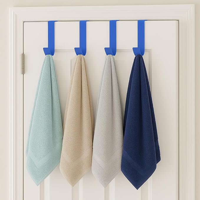 Dependable Industries inc. Essentials Over-The-Door Hanger Hook Set – 4-Pack of 3.5 in., Plastic Over-The-Door Hangers & Over-The-Door Hooks Over-Door Hooks Hanging Clothes & Towels (Navy Blue)