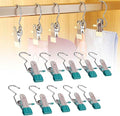 2024 New Space-Saving Clothespin Hangers - 360 Swivel Stainless Steel Hangers with Clips for Laundry, Travel, Pants, Socks, Towel Storage (G-Green 10PCS)