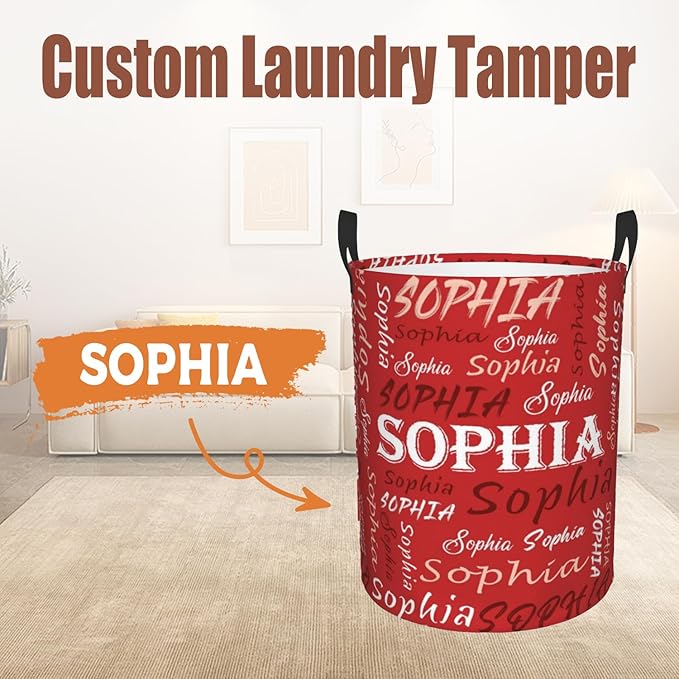 Custom Name Laundry Hamper, Personalized Laundry Basket with Name for Baby Boys Girls, Customized Collapsible Dirty Clothes Hamper Storage with Handles for Bedroom Bathroom Dorm Room Decor