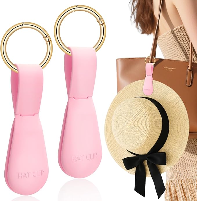 Magnetic Hat Clip 2-Pack - The Pink Hat Clip for Travel on Bag, Magnetic Hat Rack for Bag, and Secure Hat Holder for Travel on Caps & Beach Hats, Vacation Essentials