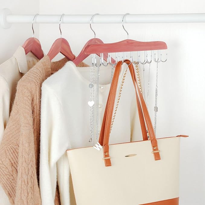 TOPIA HANGER Bra Hangers for Closet Organizer, Cedar Wooden Hangers with 20 Hooks, 2 Packs Hold Up to 80 Bras, Tank Top Hanger Space Saving, Belt Hanger-CT58U