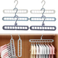 9 in 1 Smart Hanger, Upgrade Space Saving Hanger, 9 Holes Rotate Anti-Skid Folding Hangers with Multifunction Space Saving, for Heavy Clothes, Multiple Shirt, Shirts Pants (6pcs-B)