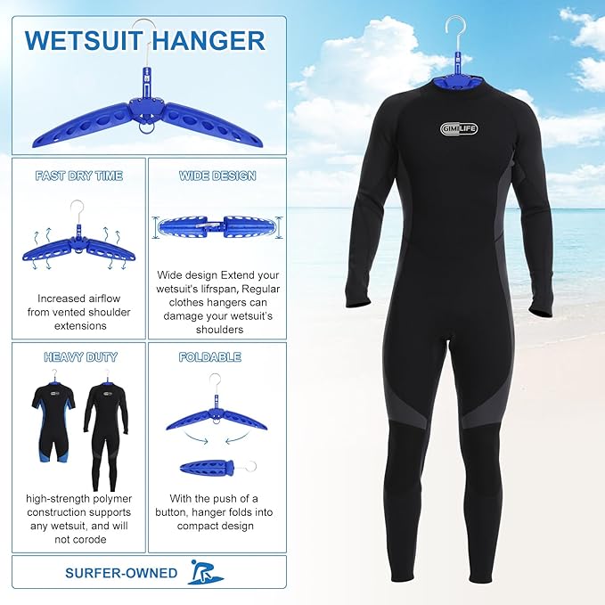 Wetsuit Hanger, Gimilife Surfing & Scuba Diving Accessory, Perfect to Dry Wetsuit Drysuit Life Jacket or BCD, Quick Dry Foldable & Vented Dryer for Wetsuite Dry Suit（1 PCS ）