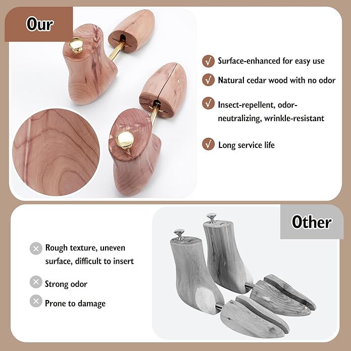 Cedar Wood Boot Trees for Men and Women, Adjustable Shoe Shaper to Maintain Leather Boot Shape, Reduce Creases