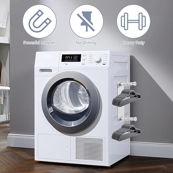 Magnetic Hanger Organizer Stacker, Upgrade Extendable Hanger Storage Rack for Washing Machine, Closet, Laundry Room Organization, Hanger Stand Rack for Adult Kids Velvet Hangers