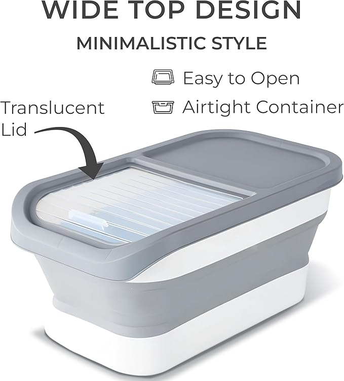 Skywin Grey Modern Expandable Laundry Pod Container, 16.2 x 9.8 x 7.9 In, Holds 11 Pounds OR 120-150 Pods
