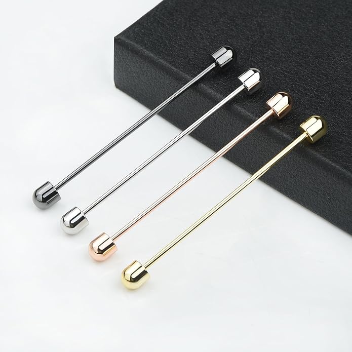 Classic 4-Piece Set Solid Brass Collar Bar for Men Multi-Style Metal Anti-Curl Shirt Collar Stays Tie Pins