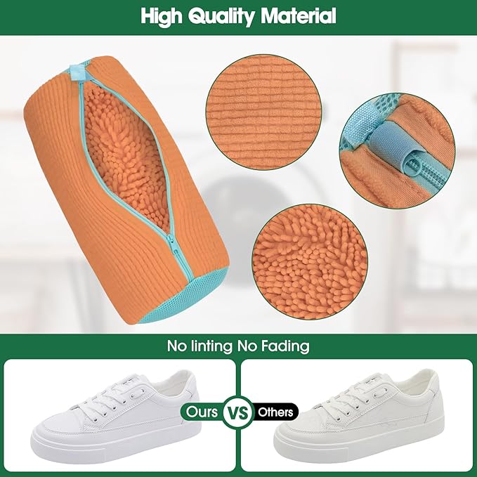 Shoe Washing Machine Laundry Bag - 2 Pack Shoe Cleaner for Gym Tennis Athletic Sneaker and Canvas Flats with Zipper Protection Design, 10 Washer Balls, Reuseable, Durable, Large Size for Most Footwear