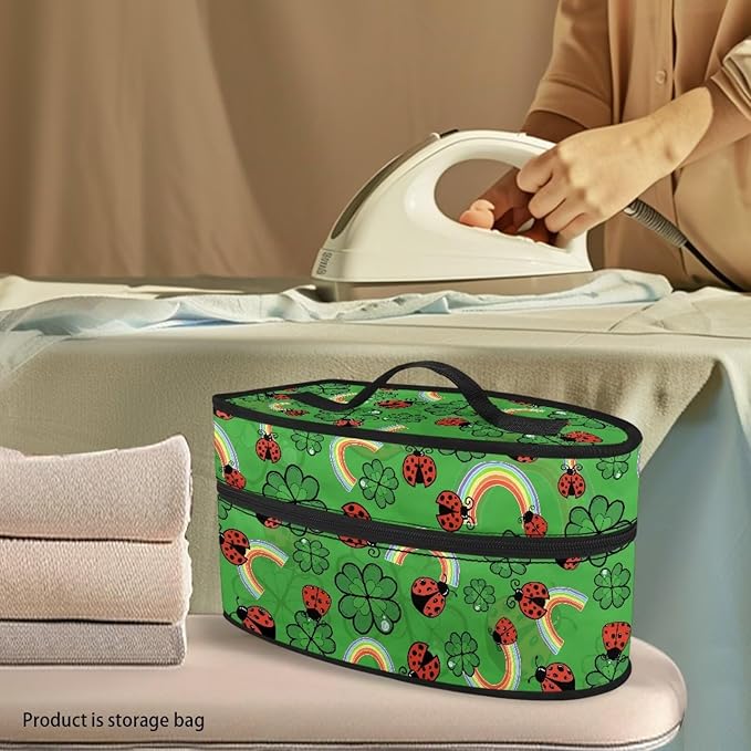 Ladybird Iron Storage Bag Fall Decorations for Home Irish Holiday Decoration ShamrockTravel Iron Storage Case Steamer Carrying Case with Handle Zippered