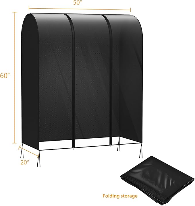 Kntiwiwo Clear Garment Rack Cover, Clothes Rack Cover Clothing Rack Cover with Durable Zippers for Garment Rack, Clothes Rack, White, 50"L x 20"W x 60"H (Rack Not Included)