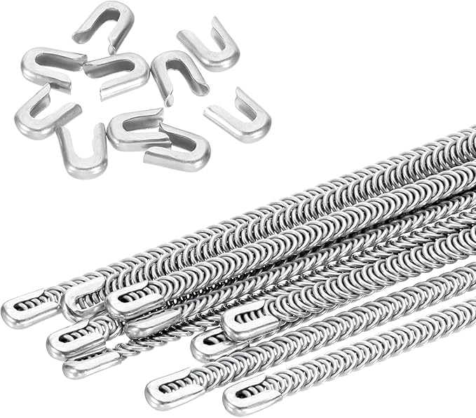 PATIKIL 10 Pcs 6 Inch 304 Stainless Steel Metal Steel Spiral Corset Boning, Metal Boning with 10pcs 5mm Boning Tips for Sewing Corset, Making Costume,Hoop Skirt, Collar (5mm Wide)