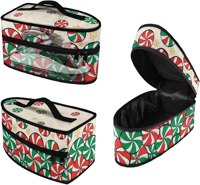 Iron Storage Bag with Zipper Handle Decorative Colorful Steam Iron Storage Case Fits Traveling Outing, Christmas Candy Snow