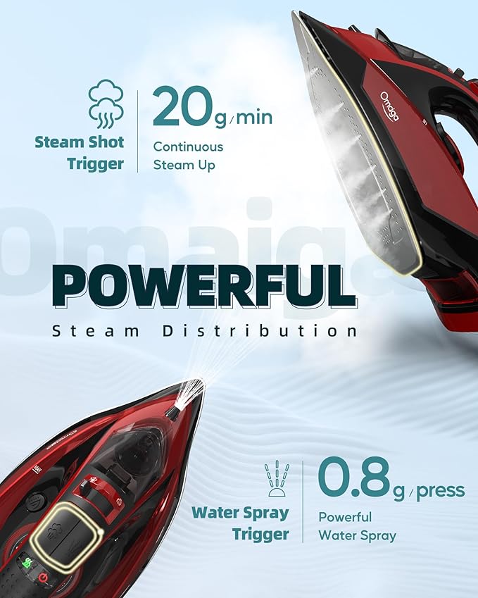 1500W Cordless Iron for Clothes, Wireless Steam Iron with Rapid Heating & Auto Shut Off, for Effective Wrinkle Removal