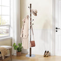 Wooden coat rack stand, Heavy duty coat racks tree freestanding with 6 Hooks and Sturdy Round Base, Coat tree for jacket,Hats, Bags, Purses, clothes (Round base-Walnut)