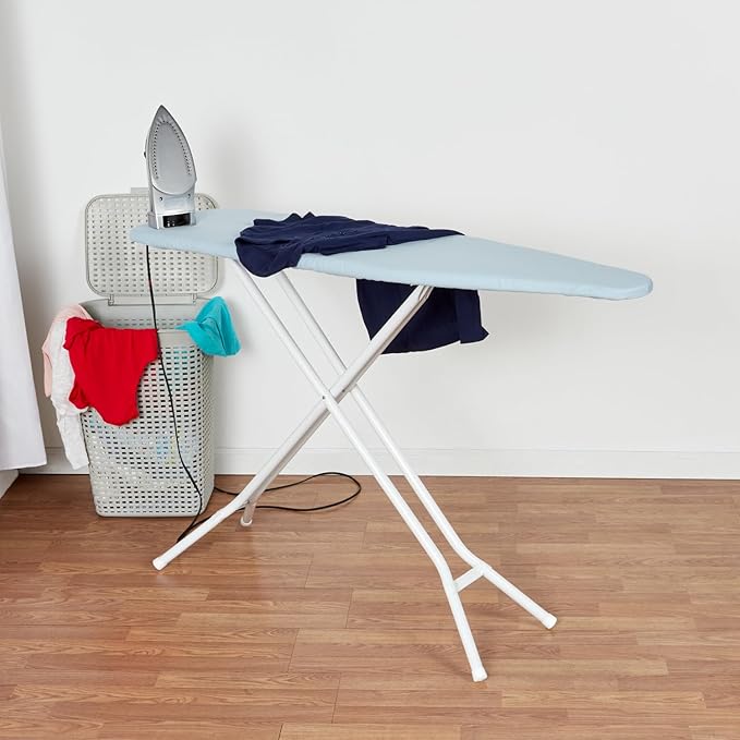 Ironing Board Cover and Pad (Light Solid Blue), 100% Cotton with Premium Polyester Padding by Seymour Home Products; Fits Full Size Board | Stain and Scorch Resistant; Elastic Edge