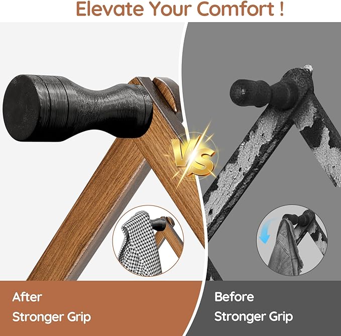 WGFKVAS 2 Pack Accordion Wall Hanger, Expandable Wooden Coat Rack Wall Mounted, Hat Rack Hat Hanger for Caps, Coats, Mugs