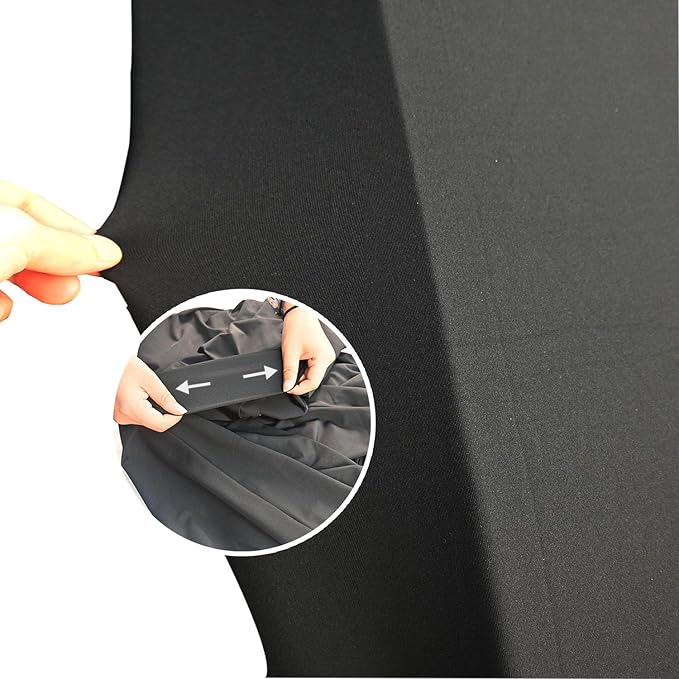 6 Pack - Elegant Black Stretch Spandex Table Cover (48Lx24Wx30H Inches), Non-Iron Fitted Tablecloth for 4-Foot Rectangular Folding Tables -Ideal for Banquets, Weddings & Festivals