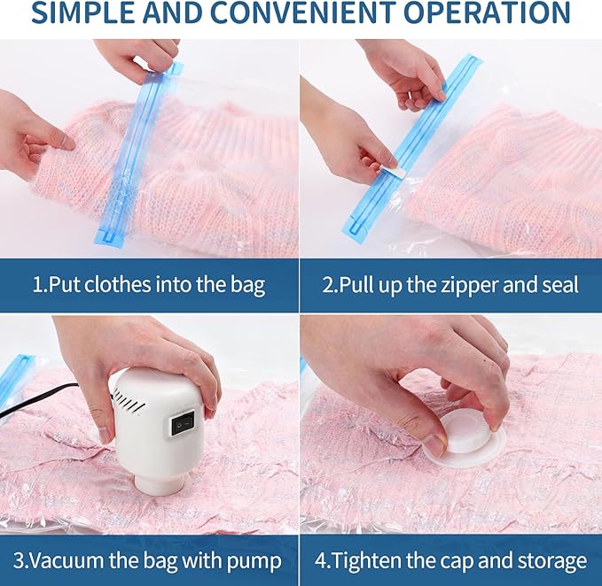 Vacuum Storage Bags with Electric Pump, 12 Pack (2 Roll-Up,3 Small,3 Medium,2 Large,2 Jumbo), Heavy Duty PA+PE Space Saver Bags for Clothes, Bedding, Home & Travel