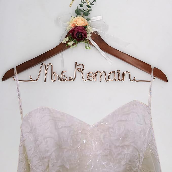 Custom Wire Bride Hanger and Groom Wedding Wooden Hanger with Letter Wedding Gift Bridal Party & Shower