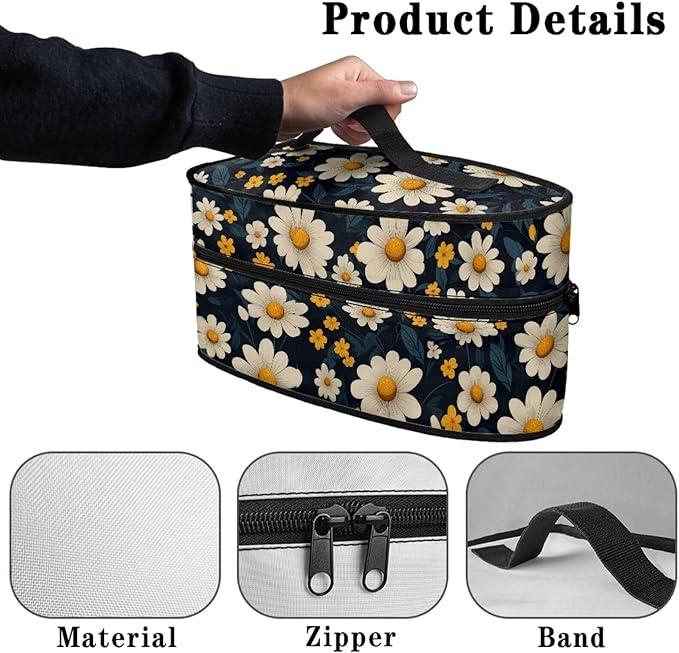 Daisy Flower Print Steam Iron Case Portable Travel Steamer Carrier Bag with Handle Handheld Iron Storage Case Iron Accessories, Case Only