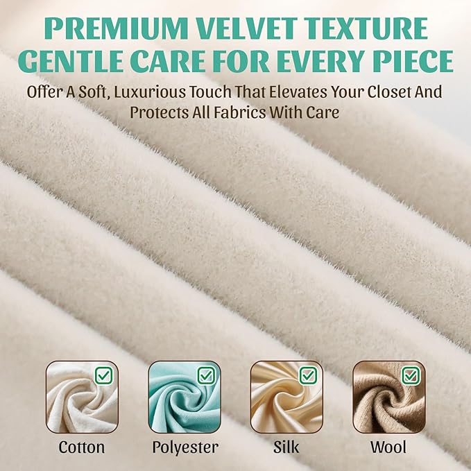 Velvet Hangers 30 Pack with 360° Swivel Hook, Ivory Non Slip Hangers for Clothes with Cascading Hooks, Thin Hanger Space Saving, Heavy Duty Closet Hanger for Clothes, Coats, Suits, Dress, Pants