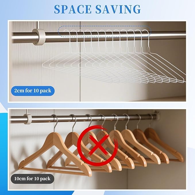 150 Pack Wire Hangers 15.9 Inch 13 Guage Metal Dry Cleaner Hangers Bulk Thin Space Saving Suit Holder for Coats, Shirts, Suits, Pants, Skirts (White)