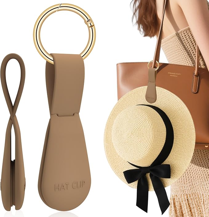 Magnetic Hat Clip 1-Pack - The Brown Hat Clip for Travel on Bag, Magnetic Hat Clips for Bag, and Secure Hat Holder for Travel on Caps & Beach Hats, Vacation Essentials