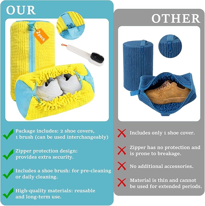 Shoe Washing Machine Bag - 2Pack Laundry Shoe Bag for Washer and Dryer, Reusable Shoe Cleaning Bag for All Shoe Sizes, 360° Deep Clean for Tennis Shoes, Sneakers, Includes 1 Brush (Yellow)
