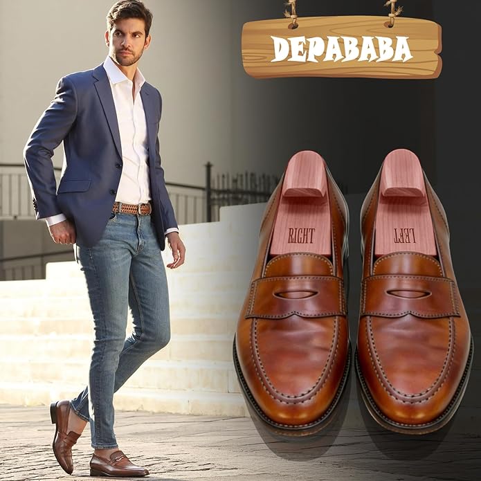 Cedar Shoe Trees for Men, Adjustable Wood Shoe Tree with Twin Tube, 7–14 Size Shoe Accessories for Sneakers, Boots