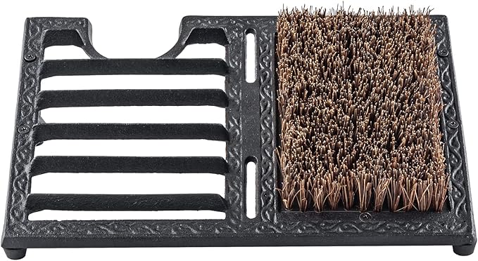 MyGift Boot Scrapers with Brushes Outdoor, Heavy Duty Cast Iron Shoe Cleaner Mat, Vintage Rustic Black Angled Boot Dirt Cleaner Brush, Perfect for Porch, Garage, and Farm